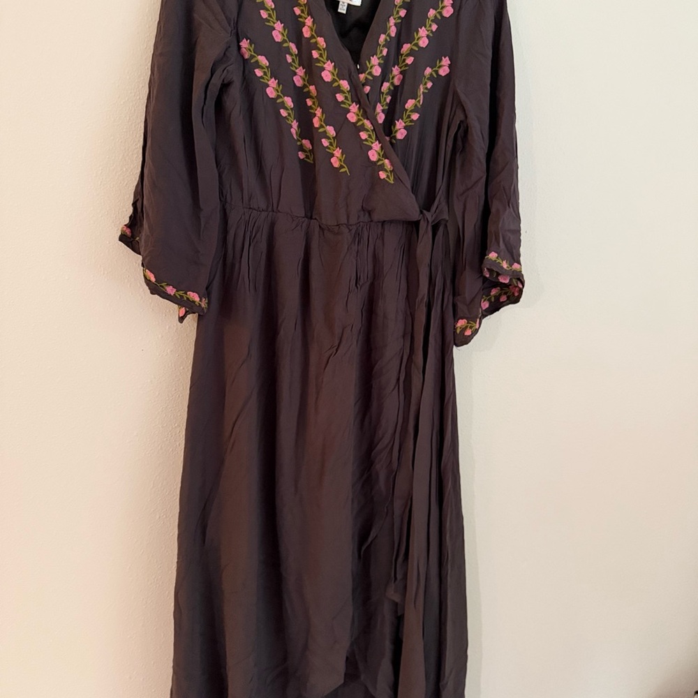 JODIFL Dark Dress with Pink Floral Accents